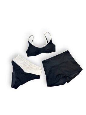 Fabletics 3-Piece Swim Bundle - Scoop Top-S, Boardwalk Bottom-S, Swim Shorts-M